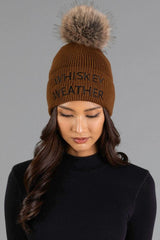 Whiskey Weather Embroidered Pom Hat Light Brown