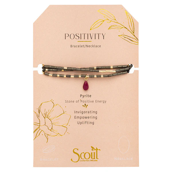 Teardrop Stone Wrap Pyrite|Fuchsia|Positive Energy