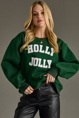 Holly Jolly Textured Sweatshirt Green