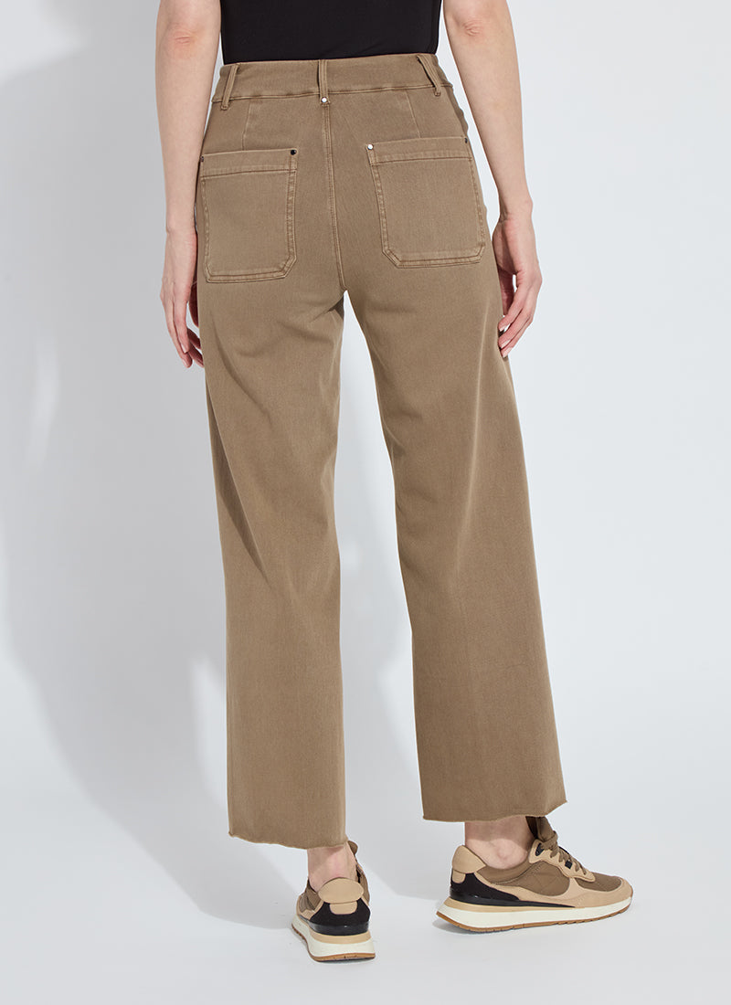 Erin High Waist Wide Leg Denim Pants Antique Wash Smoked Olive