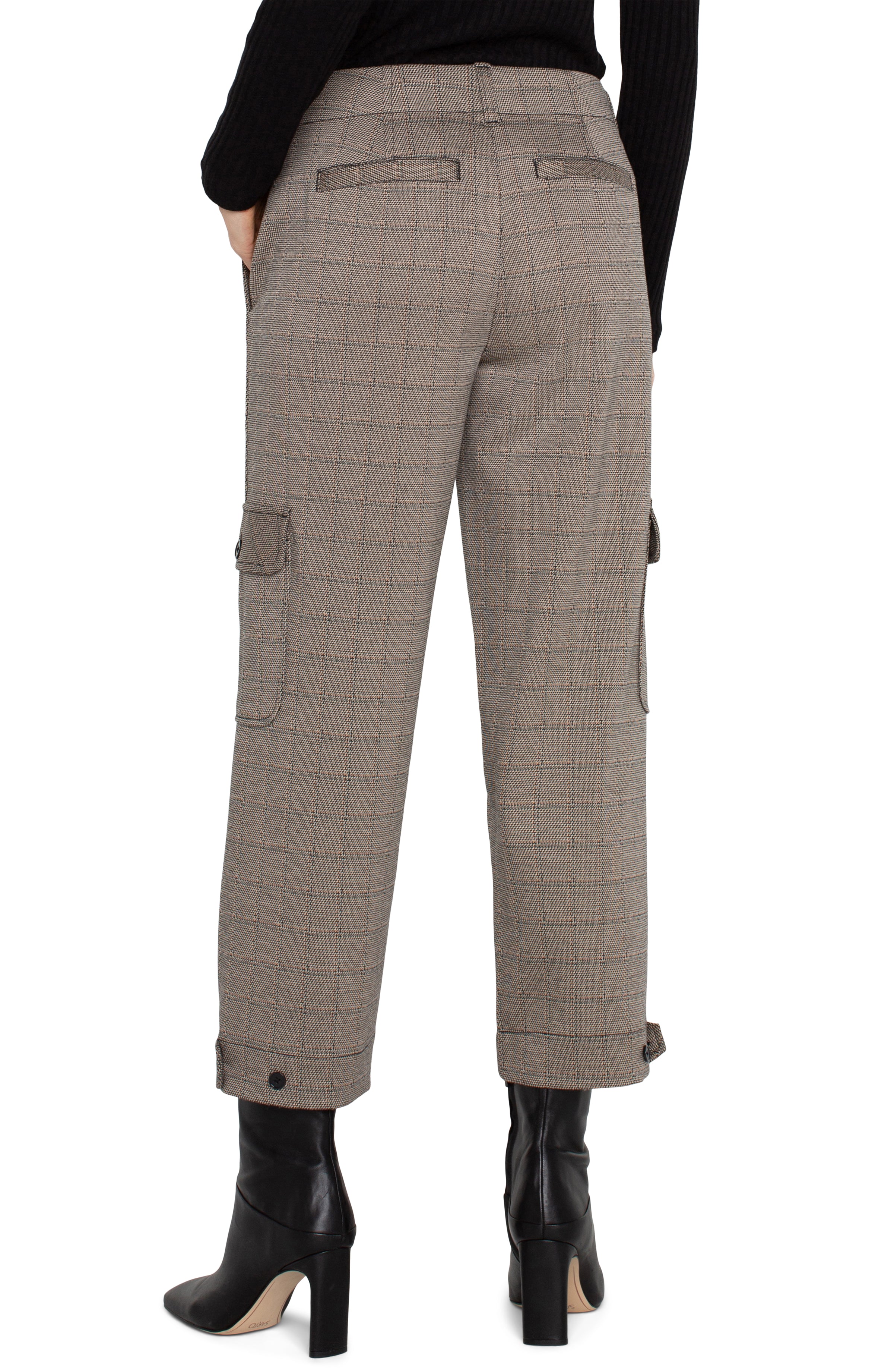 Tab Hem Utility Crop Cargo Pant Peppercorn Plaid