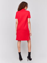 Knit Short Sleeve Mock Neck Dress Cranberry