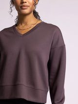 Martina Ribbed Vneck Pullover Raisin