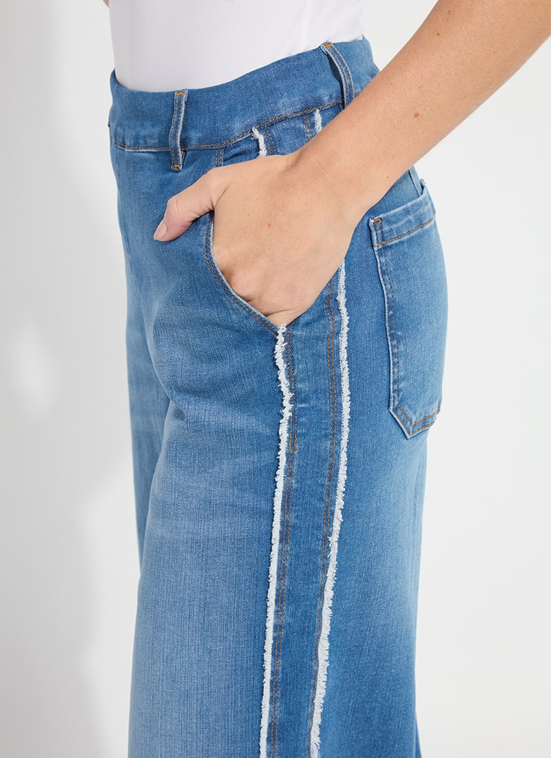 Andie Fringe Detail Denim Pants Authentic Midwash