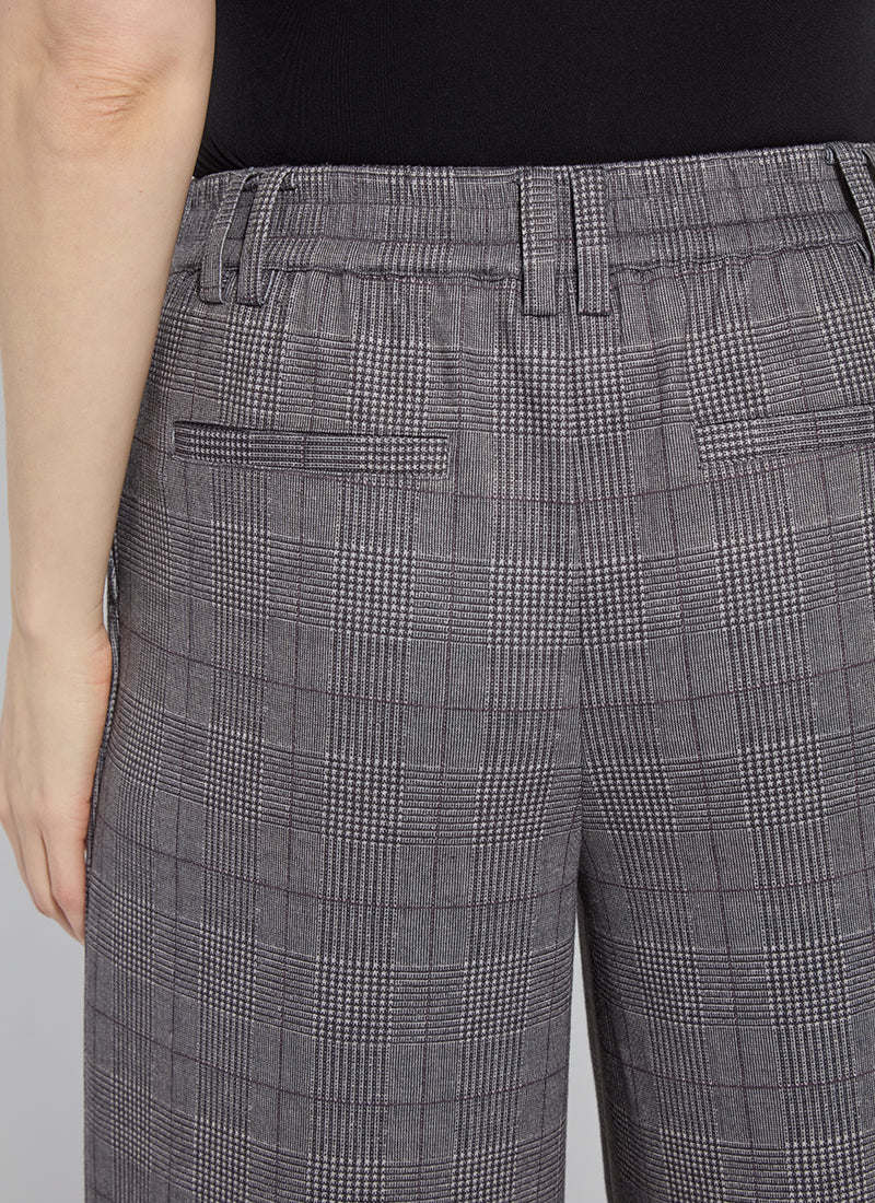 Darcy Pleated Wide Leg Ponte Trouser London Glen Plaid