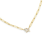 Water Resistant Teardrop Baguette Stone Paperclip Necklace