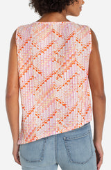 Asymmetric Hem Knit Tank Cream + Pink Multi