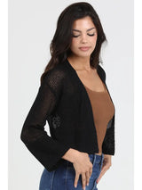 Light Weight Open Knit Sweater Cardigan Black