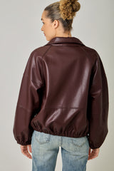 Oversized Leather Jacket Burgundy