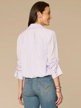 Bubble Hem Stripe Button Down Shirt Frosted Iris