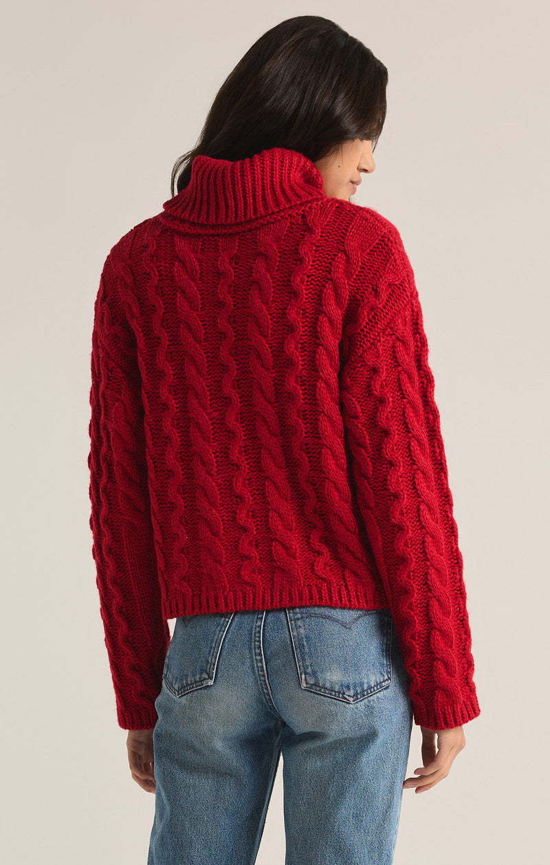 Tied To You Cable Knit Sweater Haute Red