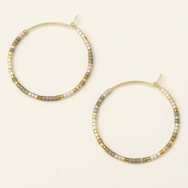 Chromacolor Miyuki Small Hoop Earrings Pewter Multi + Gold