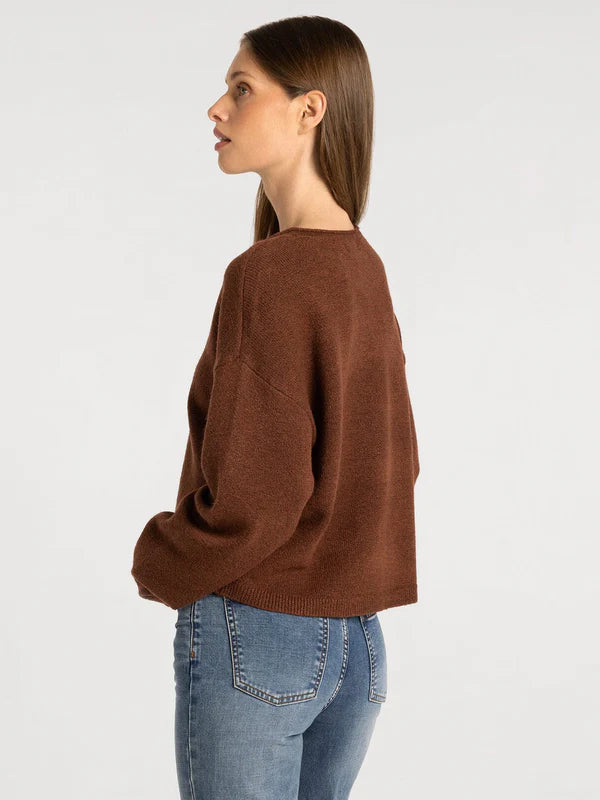 Dover Cardigan Heather Mahogany