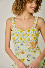 Mixed Floral Print Ruffle Dress Cream Mix