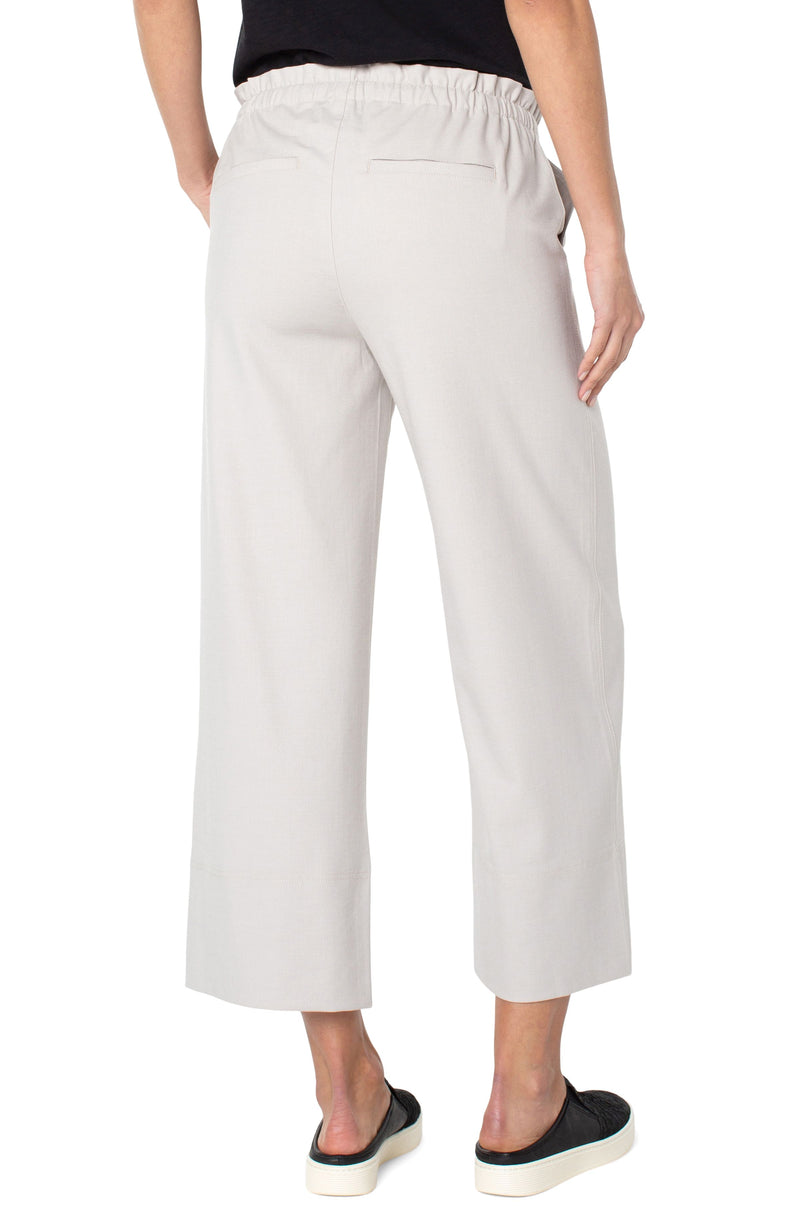 Tie Waist Wide Leg Ankle Pant Sand Dollar
