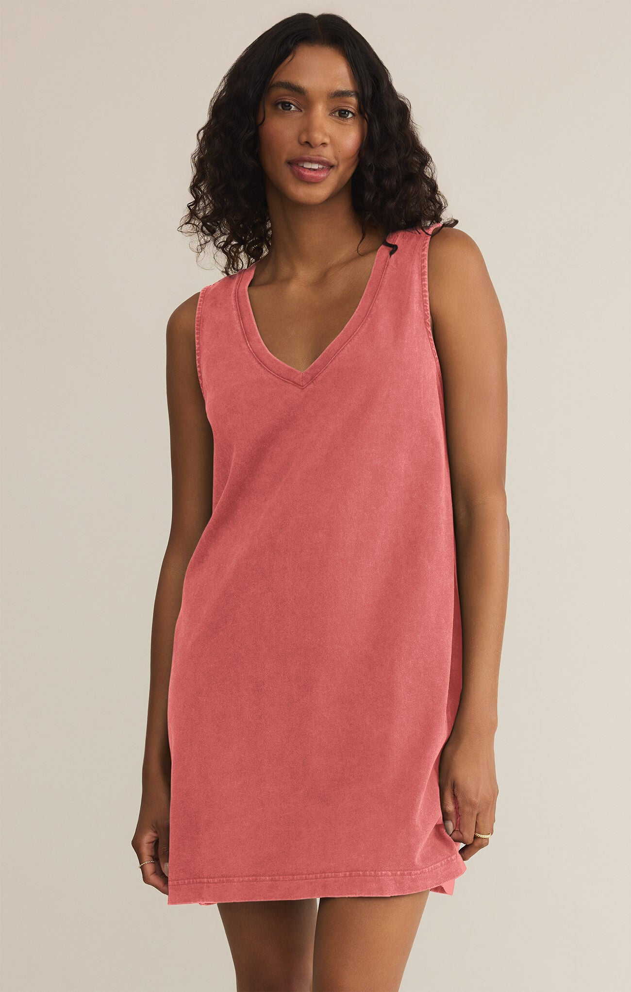 Sloane Vneck Mini Dress Sunset Pink