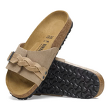 Oita Braided Suede Leather Narrow Sandals Taupe