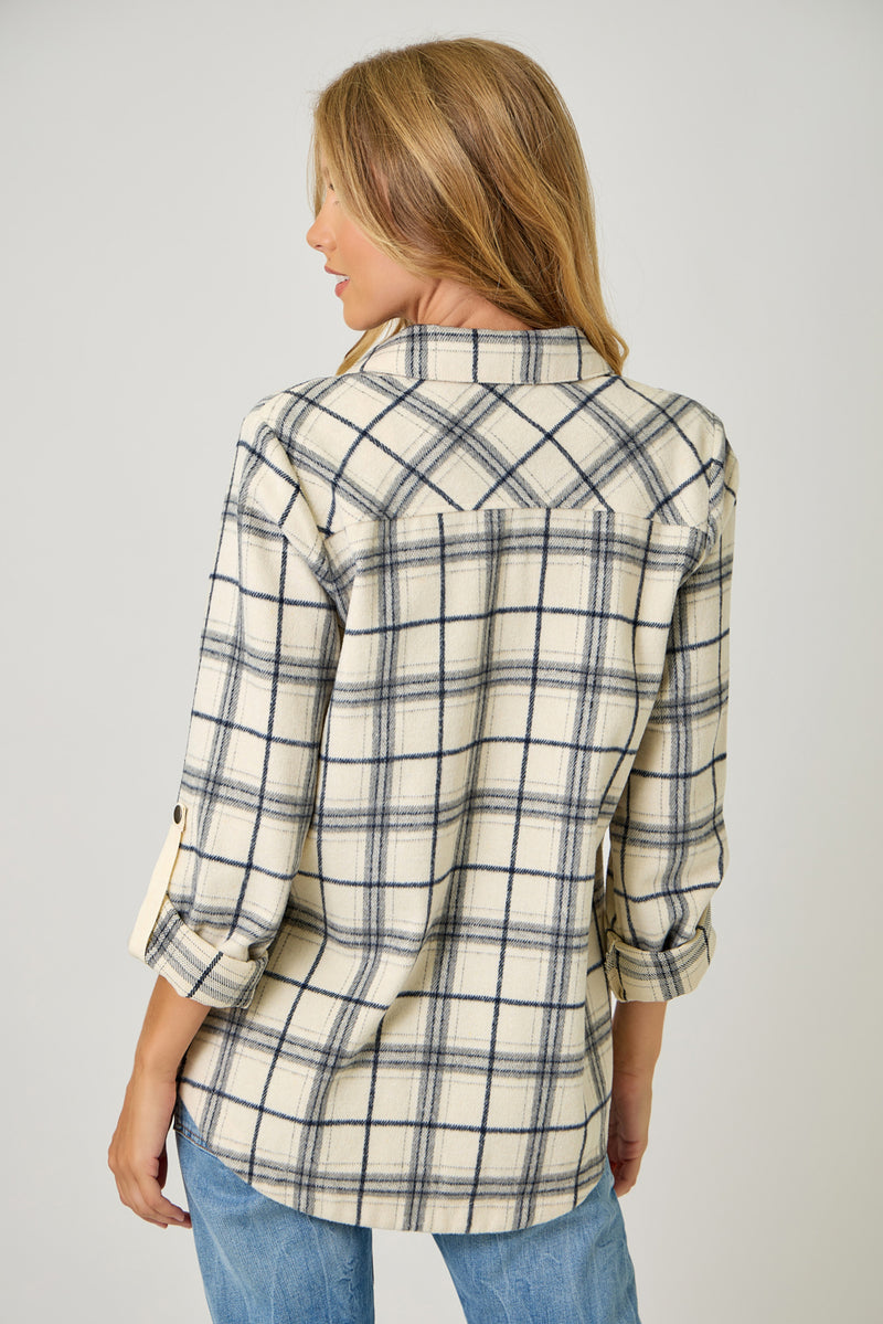 Plaid Shirt Jacket Ivory