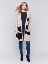 Jacquard Long Sweater Cardi Oatmeal