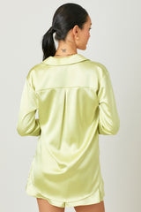 Silky Relaxed Fit Button Down Shirt Lime