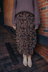 Slit Front Printed Maxi Skirt Butterscotch