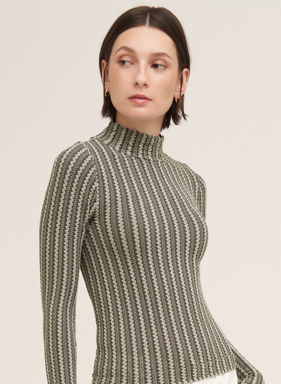 Modal Pointelle Mock Neck Top