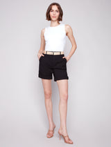 Belted Cuffed Shorts Black