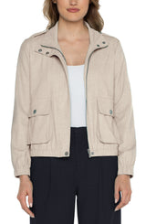 Utility Zip Up Jacket Dusty Tan