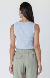 Waffle Knit Lettuce Hem Tank Light Heather Grey