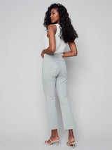 Twill Bootcut Raw Hem Pant Basil