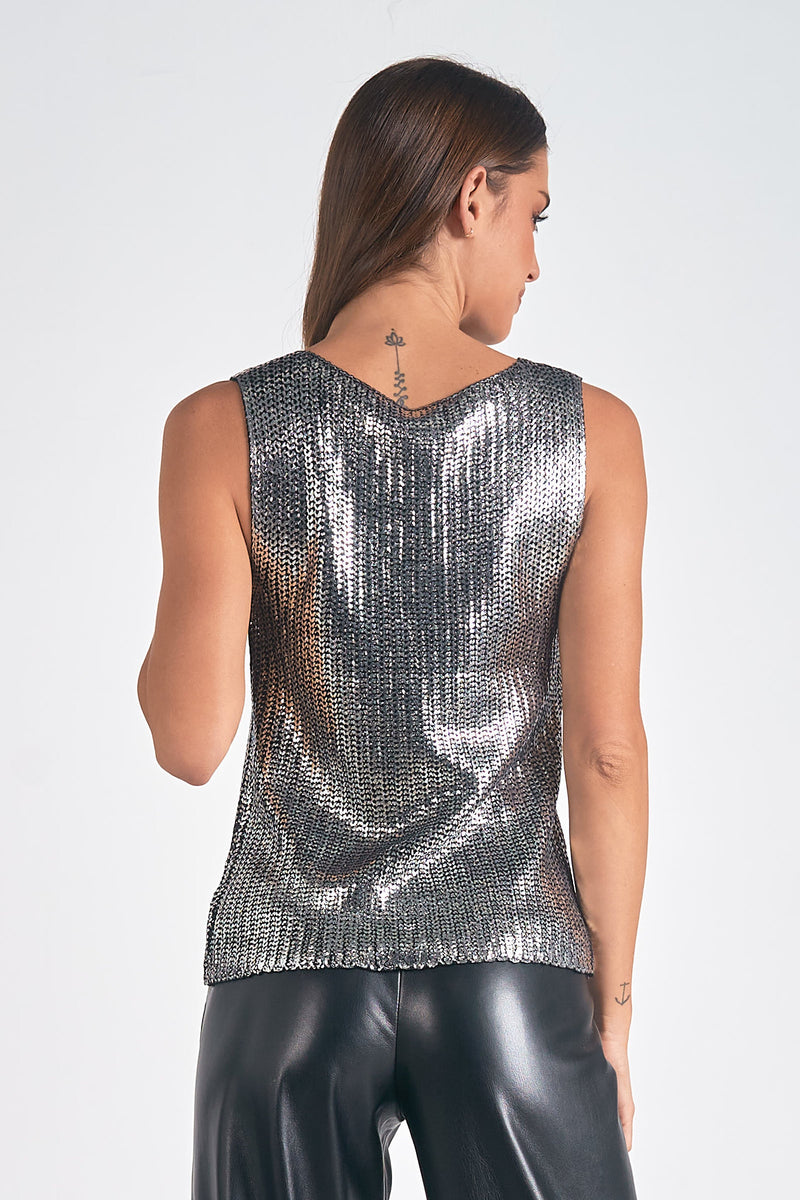 Metallic Knit Sweater Tank