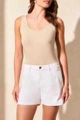 Audrey Elastic Back Pleated Wide Short Coco Milk