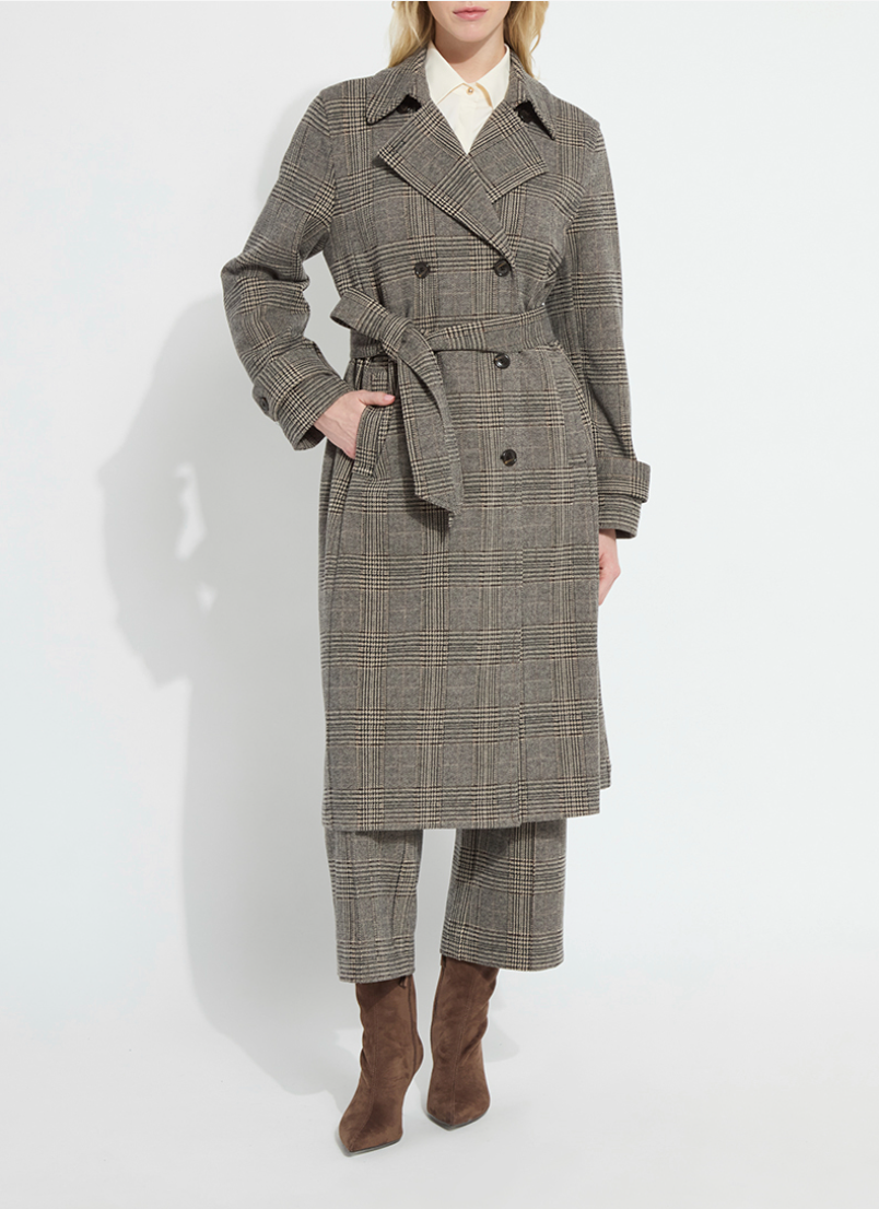 Marla Brushed Ponte Belted Trench Coat Cambridge Boheme