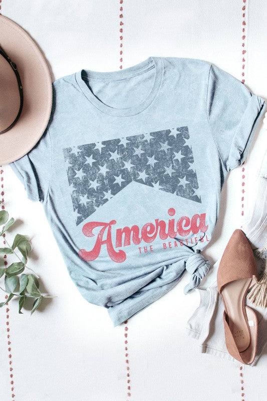 America The Beautiful Graphic Tee Mineral Light Blue