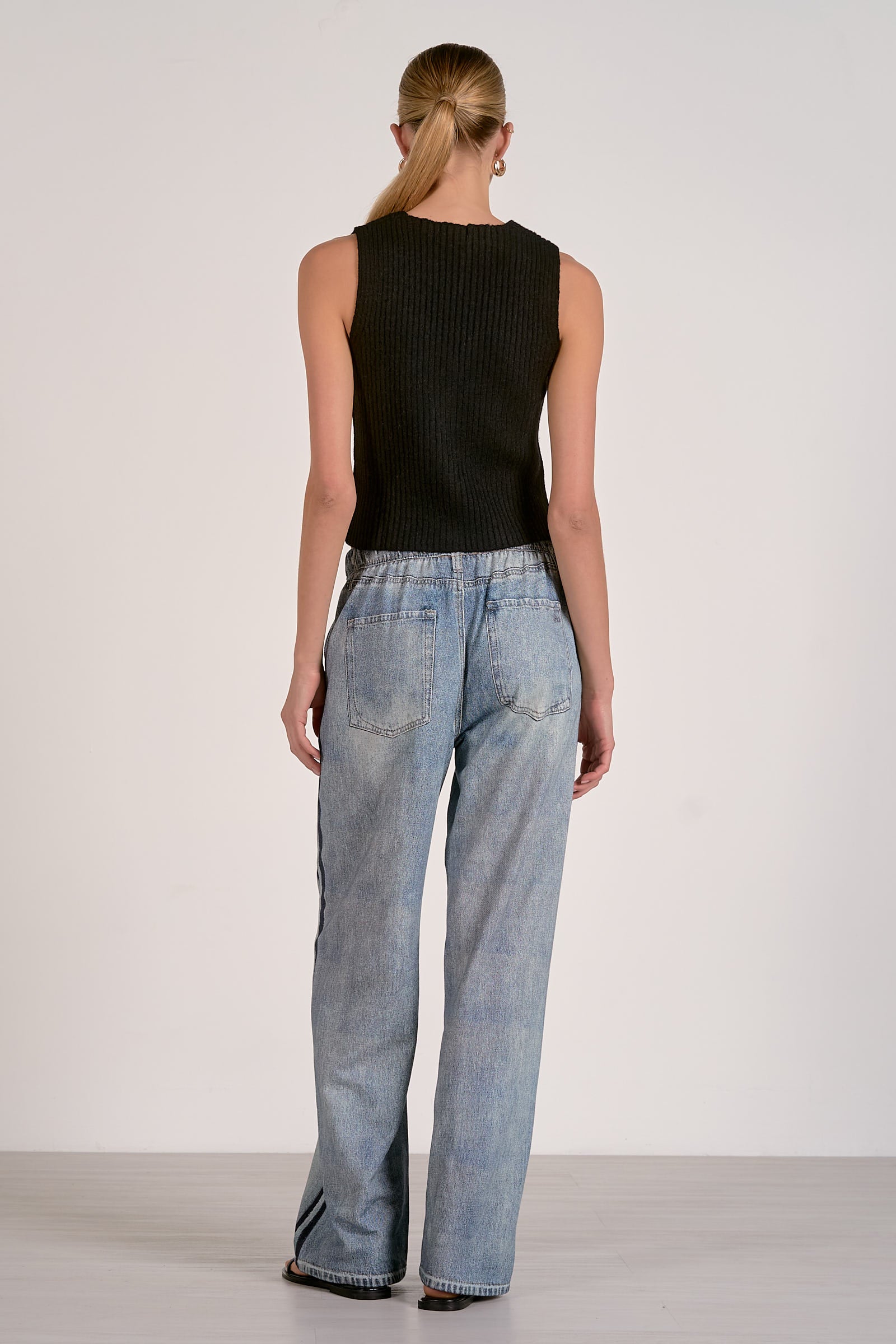 Faux Denim Track Pants Blue