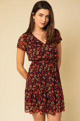 Black Multi Floral Dress Black
