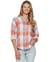 Brookside Single Pocket Plaid Shirt Red, White + Blue