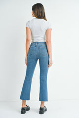 High Rise Tonal Crop Flare Jeans Medium Denim