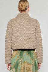 Bubble Quilted Zip Up Jacket Taupe