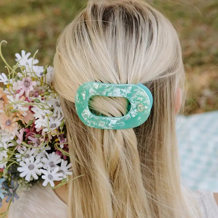 Teleties Medium Flat Round Hair Clip Spring Splash