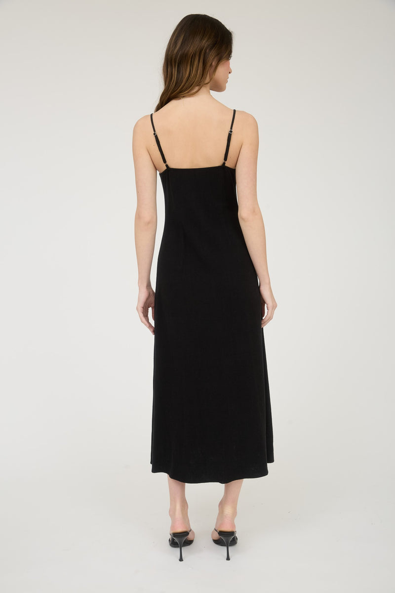 Button Down Front Tie Midi Dress Black – Broadway in Stanley