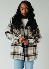 Buttoned Closure Plaid Shacket Black, Navy, Tan + Cream