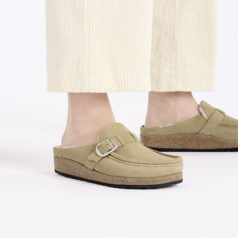 Buckley Suede Sherling Clogs Taupe