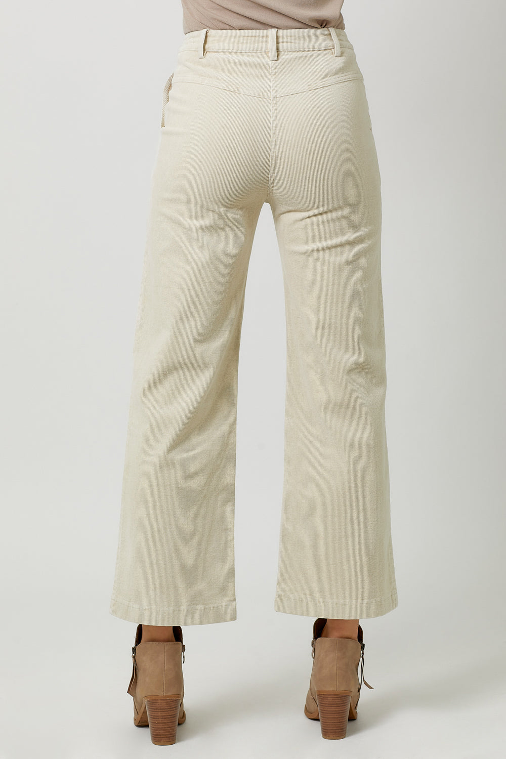 Washed Corduroy Wide Leg Trouser Almond