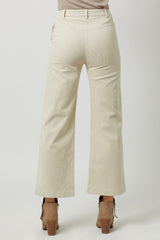 Washed Corduroy Wide Leg Trouser Almond