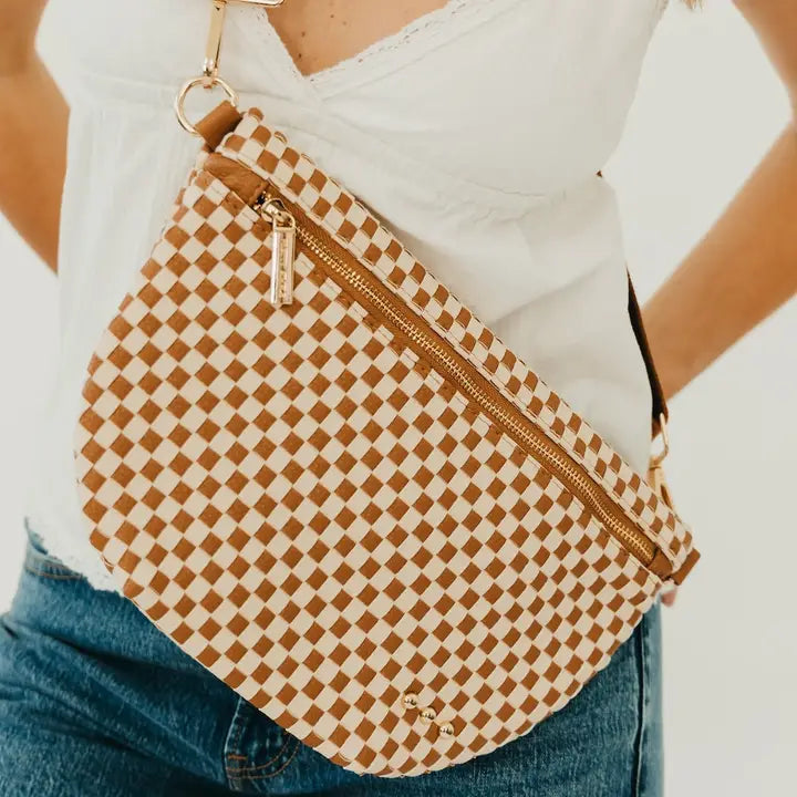 Westlyn Woven Sling Bag Checkered Brown