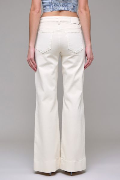 Happi Pintuck Mid Rise Flare Jeans White