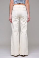 Happi Pintuck Mid Rise Flare Jeans White