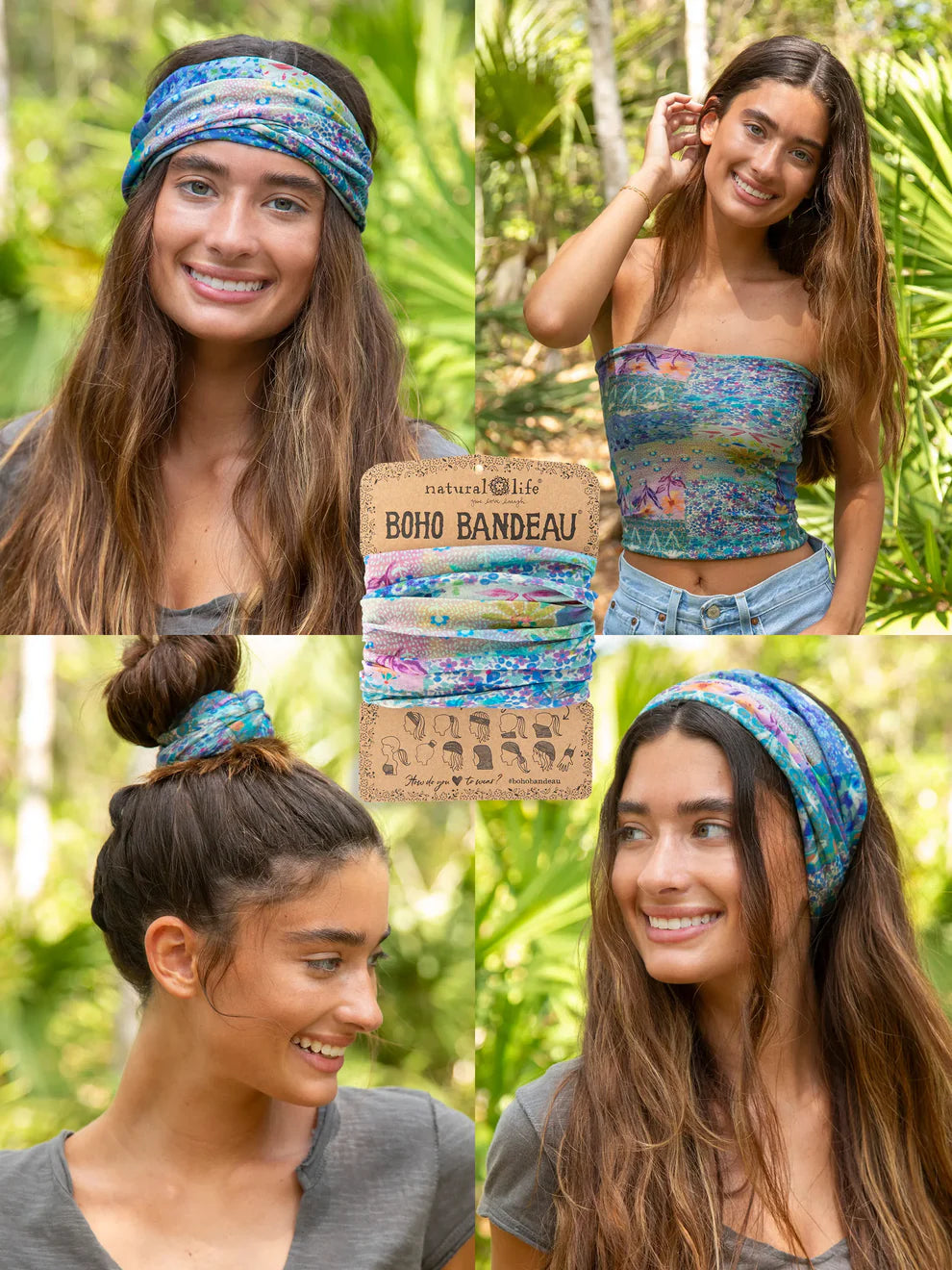 Full Boho Bandeau Blue Watercolor Patchwork