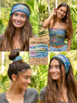 Full Boho Bandeau Blue Watercolor Patchwork